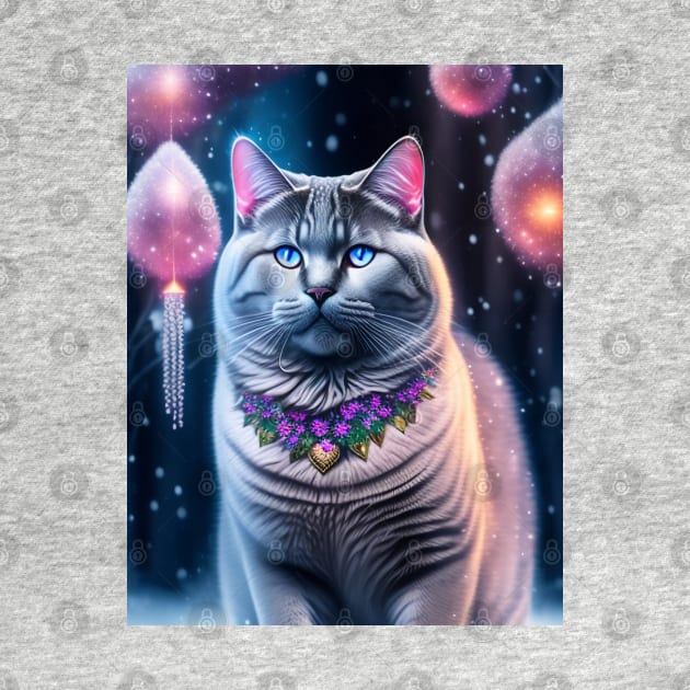 British Shorthair Cat Glows in a Winter Wonderland by Enchanted Reverie